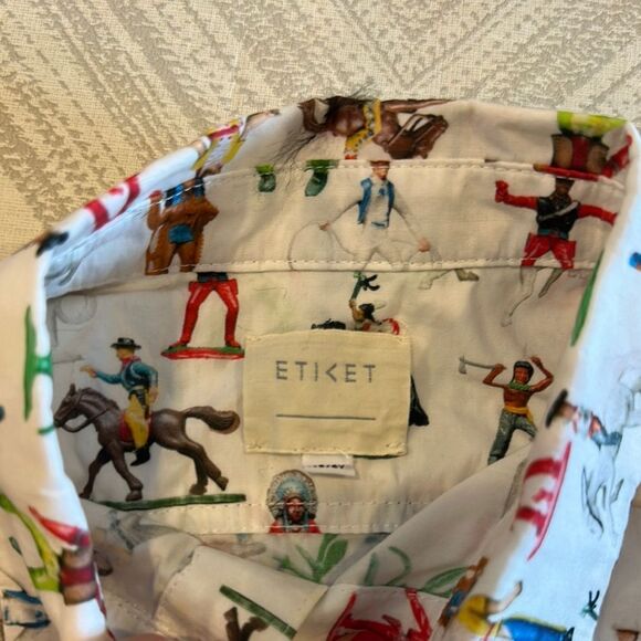 Eticet Boys Colorful Cowboy Wester Graphic Short Sleeve Button Down Shirt - Picture 2 of 6